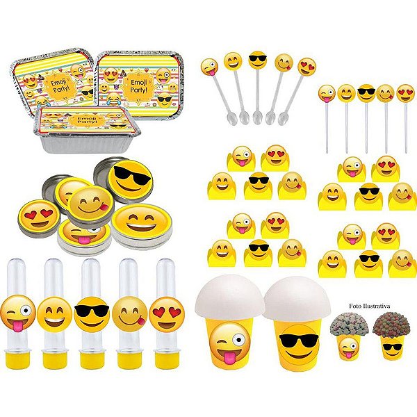 Kit Festa Infantil Emoji 160 Peças (20 pessoas)