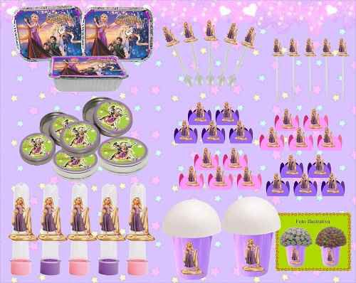 Kit festa Infantil Enrolados (Rapunzel) 160 Peças (20 pessoas)