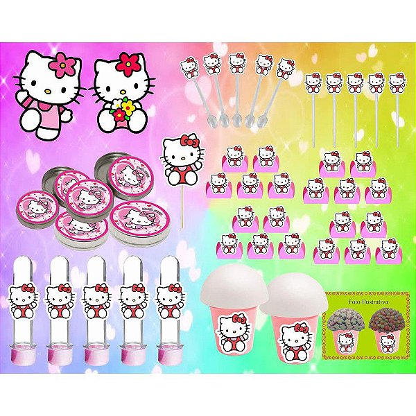 Kit festa Infantil Hello Kitty 143 peças (20 pessoas)