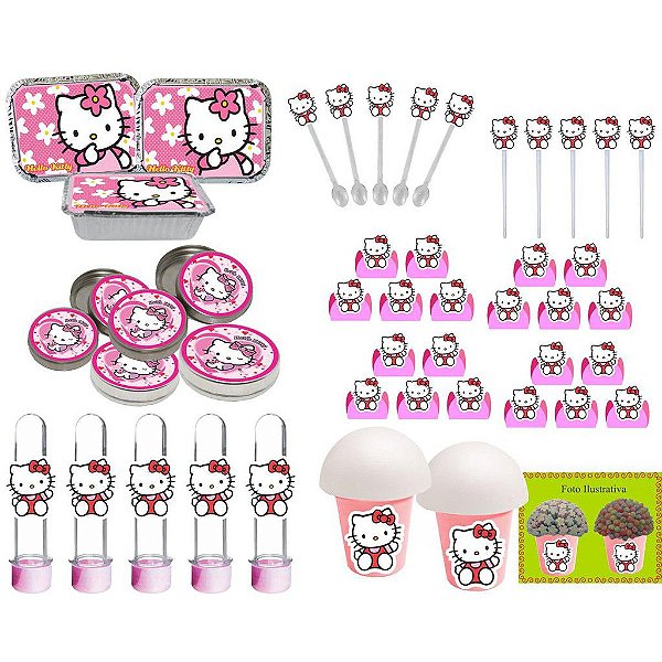 Kit festa Infantil Hello Kitty 160 Peças (20 pessoas)