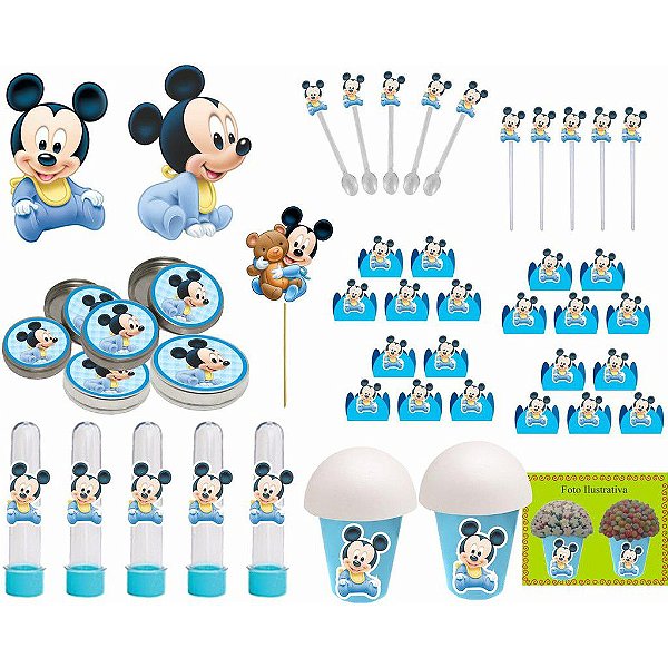 Kit Festa Infantil Mickey Baby 143 Peças (20 pessoas)