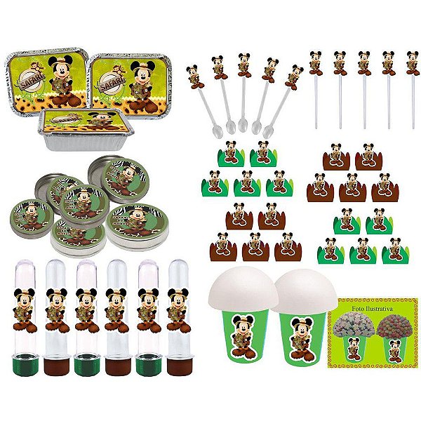 Kit festa Mickey Safari 106 peças (10 pessoas)