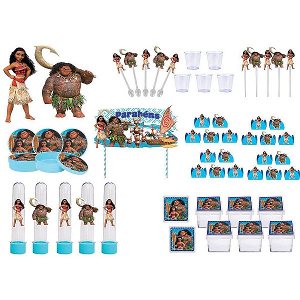 Kit festa Moana 173 peças (20 pessoas)