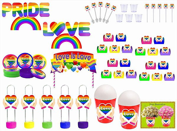 Kit Festa Pride LGBTQIA+ 105 peças (10 pessoas)