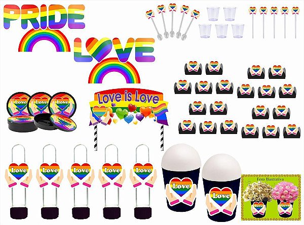 Kit Festa Pride LGBTQIA+ 155 peças (20 pessoas)