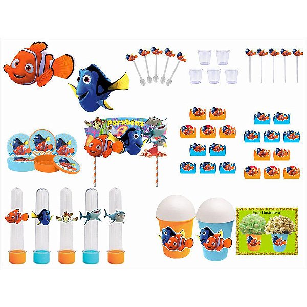 Kit festa Procurando Nemo 105 peças (10 pessoas)
