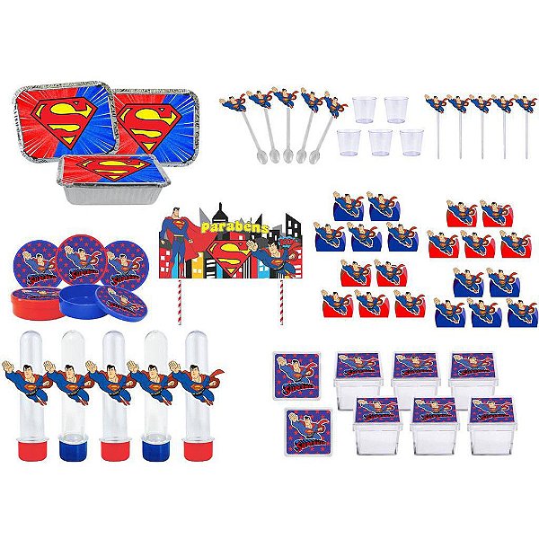 Kit festa Super Man 121 peças (10 pessoas)