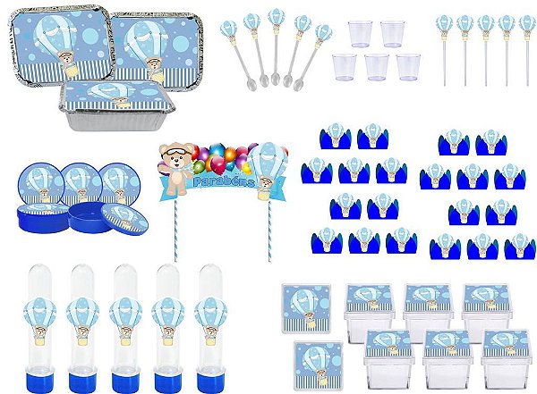 Kit Festa Urso Baloeiro 191 peças (20 pessoas)