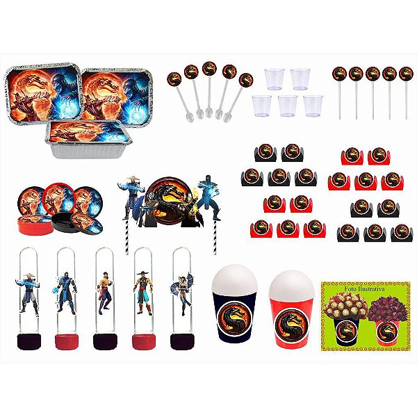 Kit Festa Mortal Kombat 173 peças (20 pessoas) marmita vas