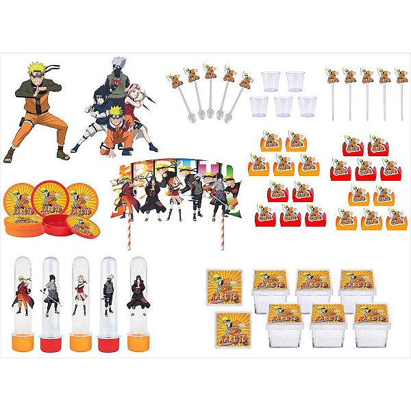 Kit Festa Naruto 173 peças (20 pessoas) painel e cx