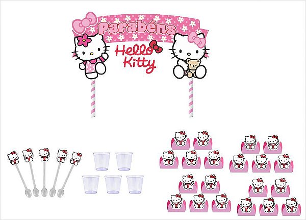 Kit Festa Hello Kitty rosa 151 peças