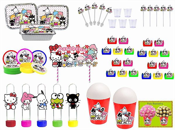 Kit Festa Hello Kitty e Amigos 113 peças (10 pessoas) marmita vso