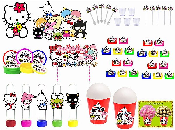 Kit Festa Hello Kitty e Amigos 255 peças (30 pessoas)