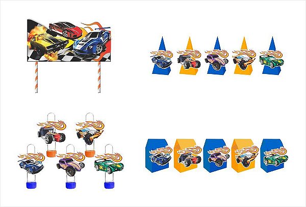 Kit Festa carros esporte hot car 16 peças (5 pess) cone milk