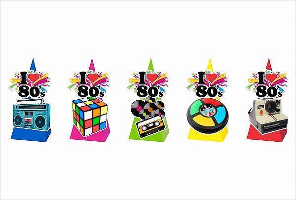 10 Caixinhas CONE para doces Anos 80 colorido