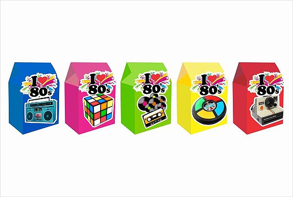 30 Caixinhas MILK para doces Anos 80 colorido