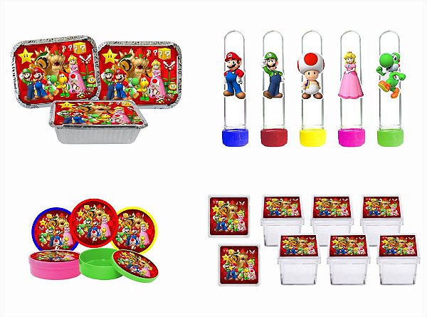 Kit Festa Super Mario Bros 120 peças (30 pessoas)