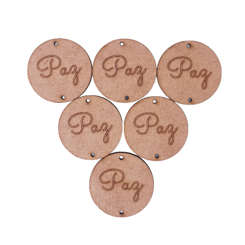 PLAQUINHA CIRCULAR "PAZ" (6 Peças)