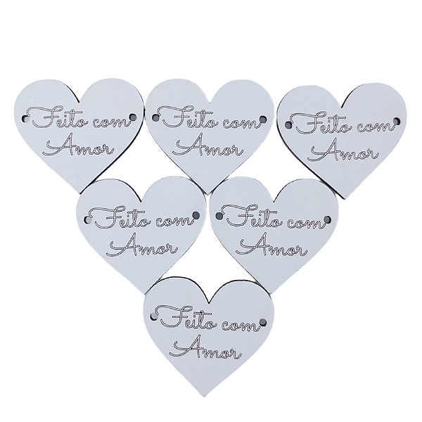 PLAQUINHA BRANCA "FEITO COM AMOR" (6 Peças)