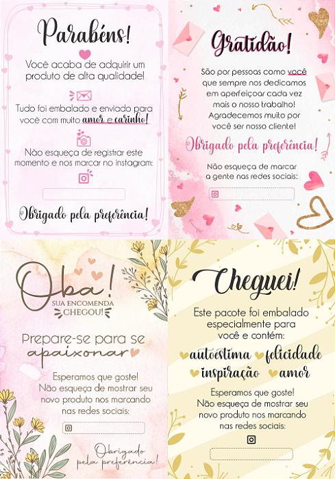 Carta de Agradecimento GRANDE (8 Unidades)