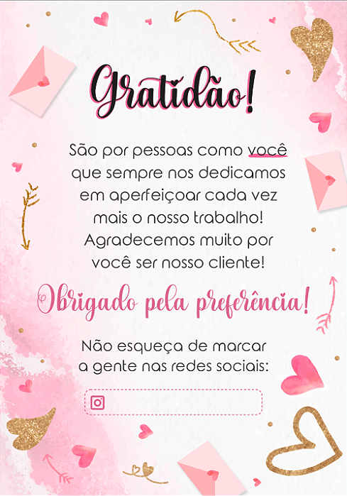 Carta de Agradecimento PEQUENA (16 Unidades)