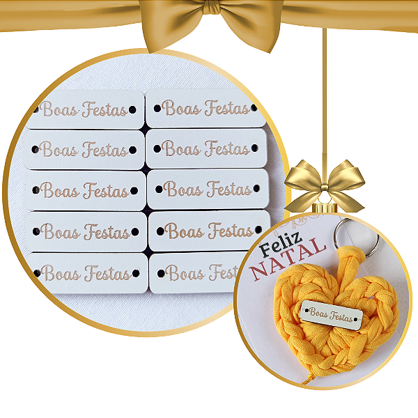 Plaquinhas Natalinas em MDF Branco BOAS FESTAS