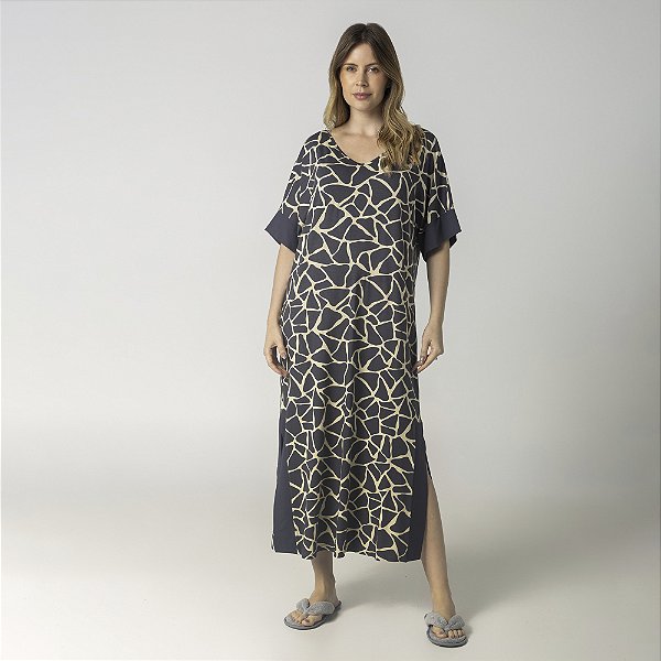 Kaftan Feminino Longo Chumbo Turtle
