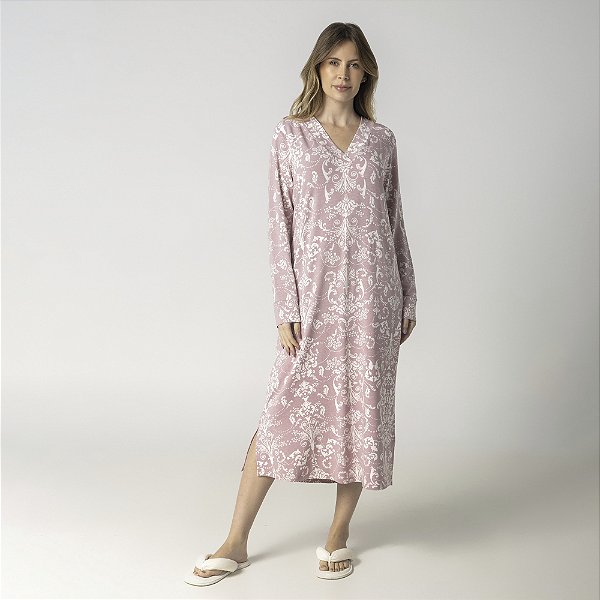 Camisão Feminino Midi Rosê Art Nouveau