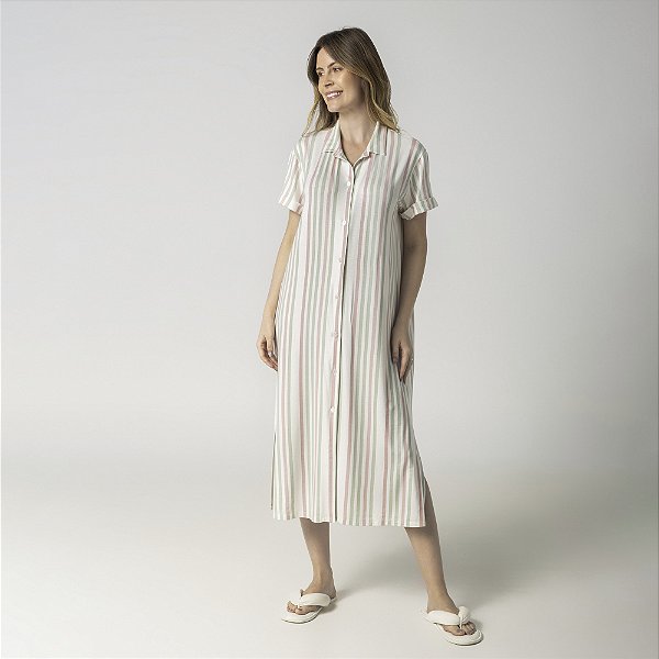 Camisão Feminino Midi Aberto Listra Provence