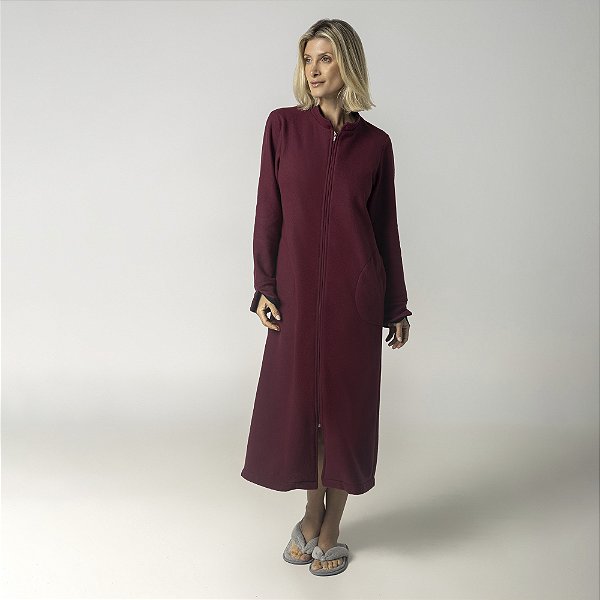 Robe de Zíper Feminino Longo Microsoft Bordô