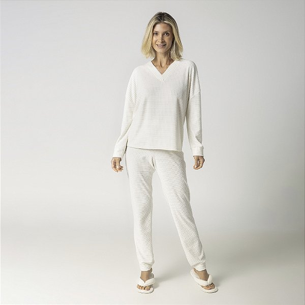 Pijama Feminino Longo Ultra Soft Off White