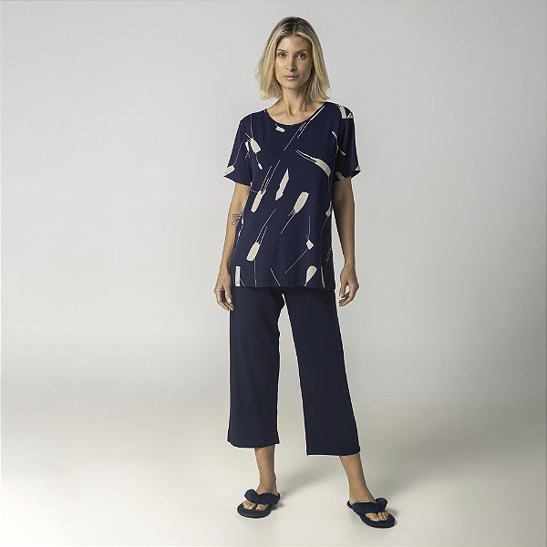 Pijama Feminino Capri Meteorito Marinho