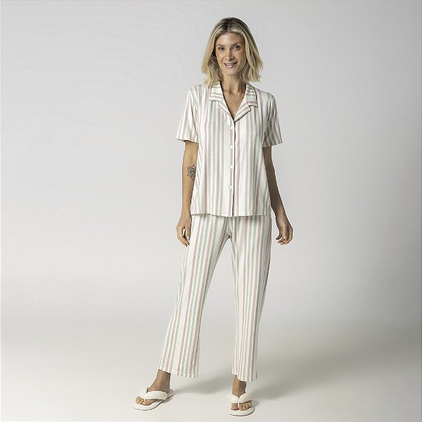Pijama Feminino Capri Aberto Listra Provence
