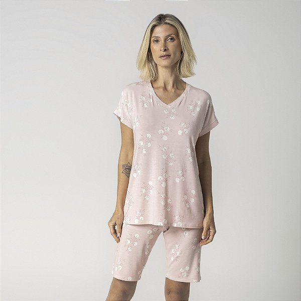 Bermudoll Feminino Rosa Folliage