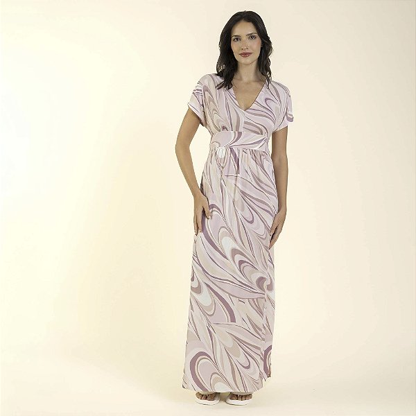 Kaftan Feminino Longo Lilás Embru Art
