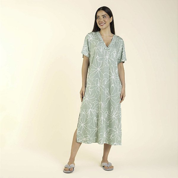 Kaftan Feminino Midi Filete Green