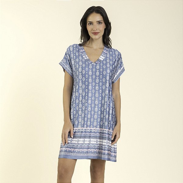 Camisão Feminino Curto Azul Maruru