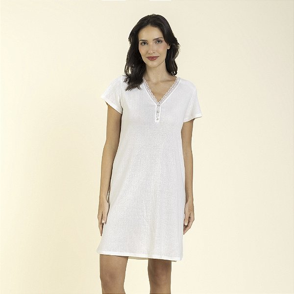 Camisão Henley Feminino Jacquard Off White