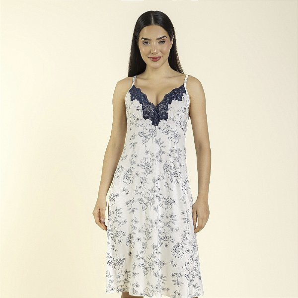 Camisola Midi de Alça Blossom Azul Platinum