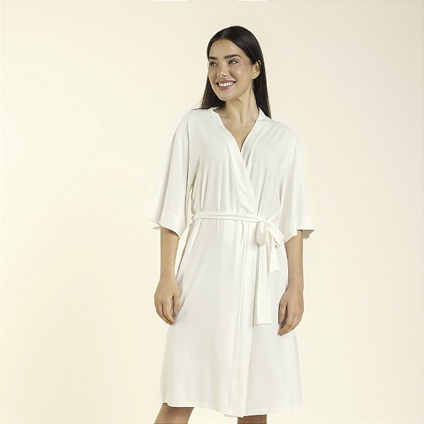 Robe Feminino com Manga 3/4 Off White
