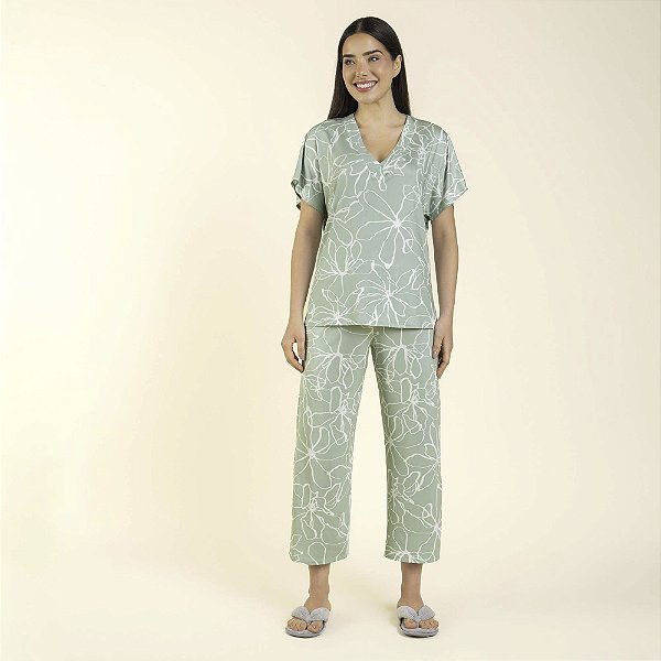 Pijama Feminino Capri Filete Green