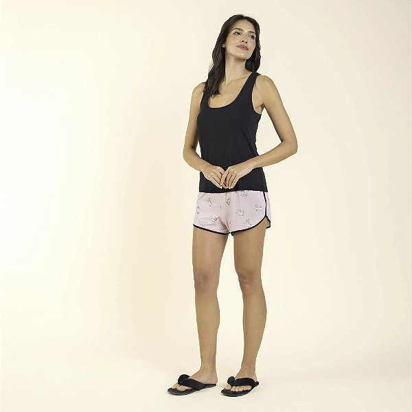 Short Doll Regata Preto e Rosa Zodíaco