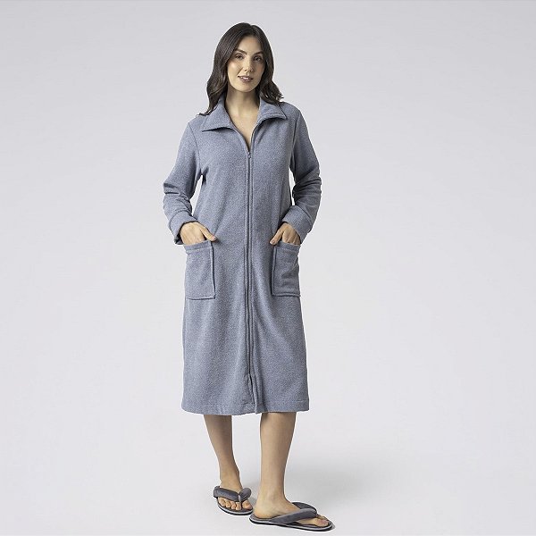 Robe Longo com Zíper em Soft Glacê Azul