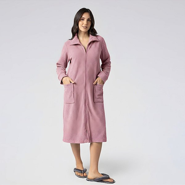 Robe Longo com Zíper em Soft Glacê Rosa