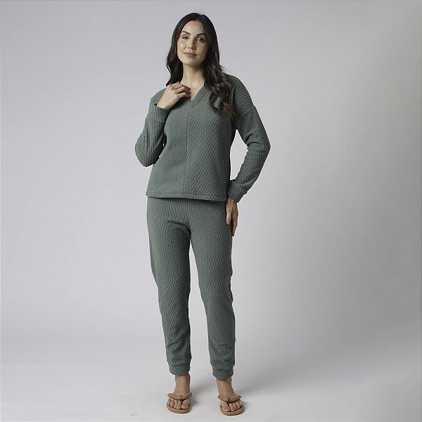 Pijama Feminino Longo Soft Verde