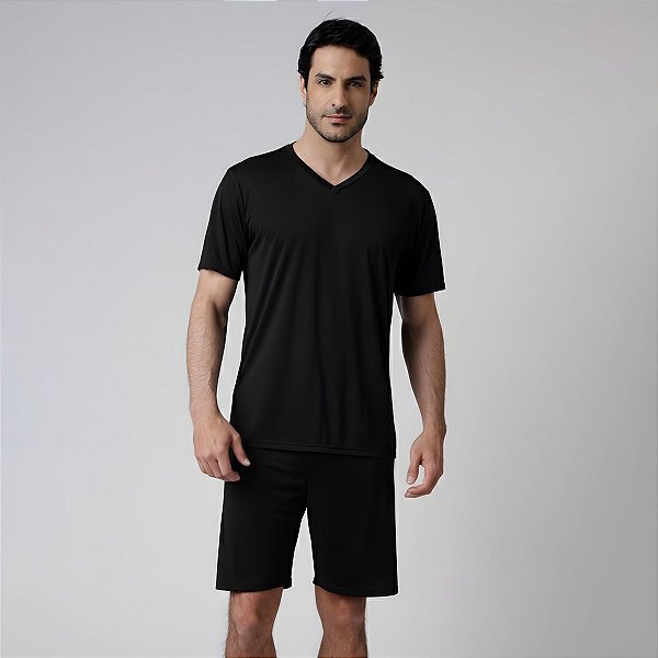 Pijama Masculino Poliamida Curto Preto