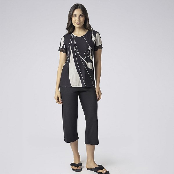 Pijama Feminino Capri Rongeant e Preto