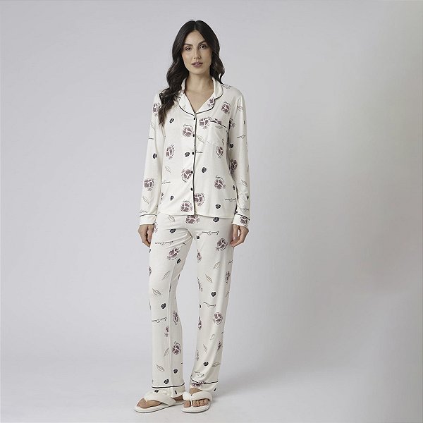 Pijama Feminino Longo Aberto Romã