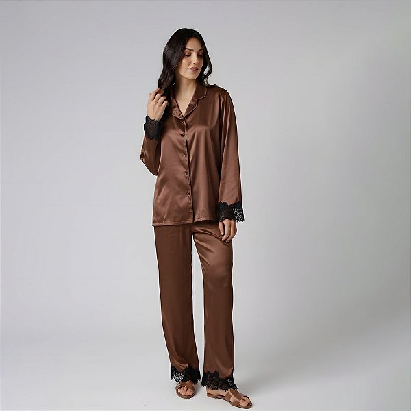 Pijama Feminino Aberto Longo Choco