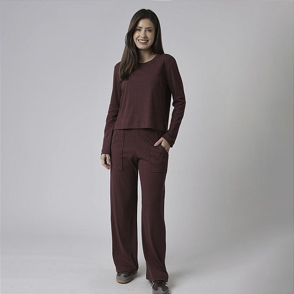 Conjunto Canelado Balance Style Bordô